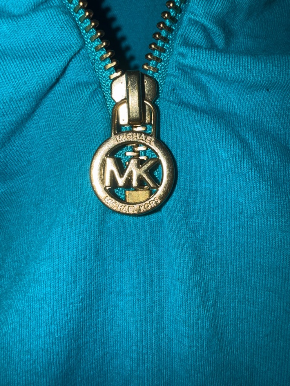 Michael Kors Teal Short-Sleeve Zip Polo Top - Picture 3 of 4